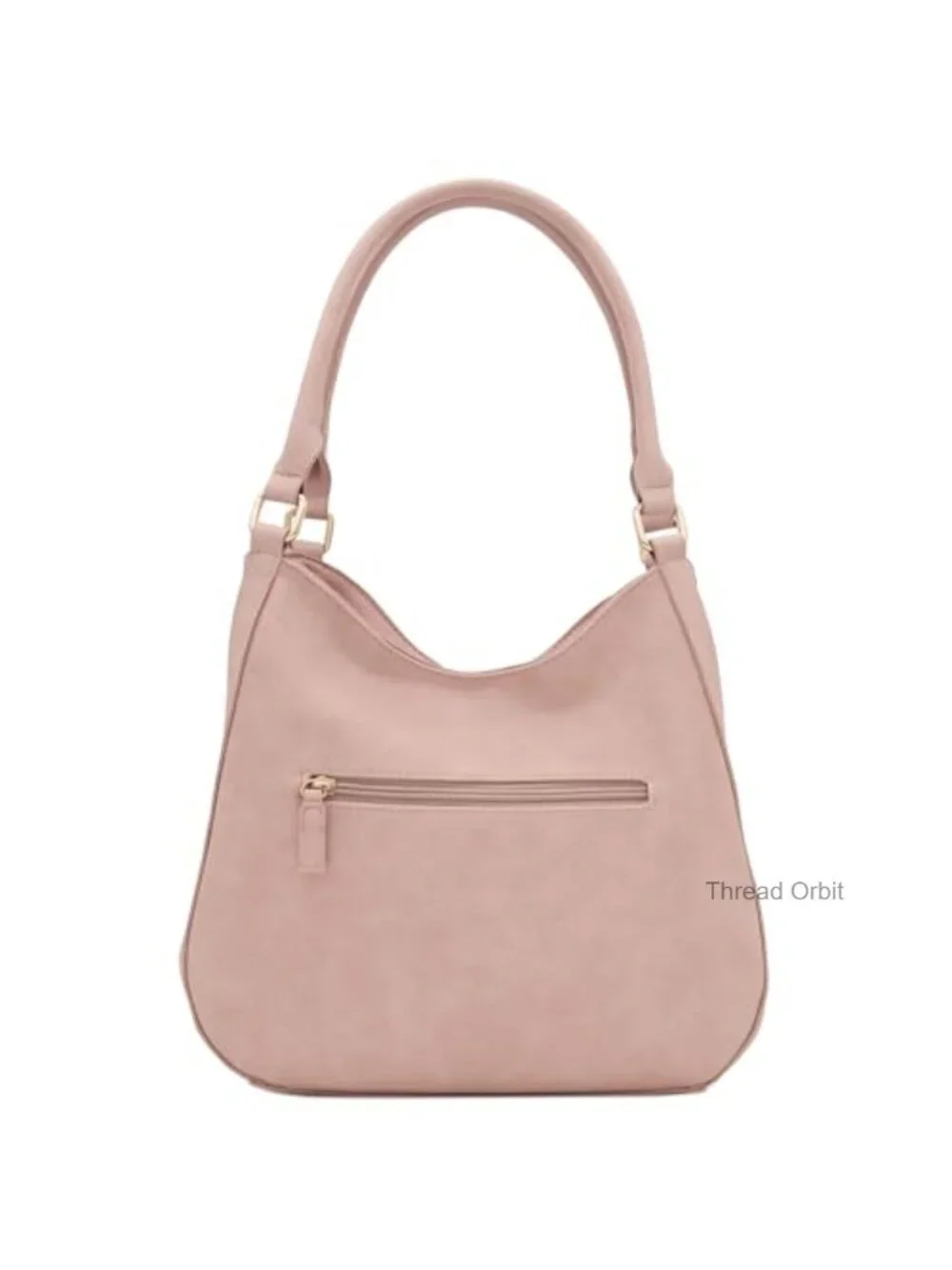 Faux Leather 3 Compartment Hobo Bag with Gold Tone Hardware